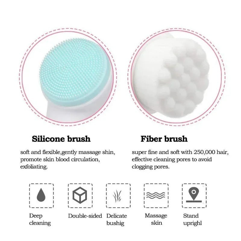 3D Double-Sided Silicone Face Cleanser | Portable Facial Cleansing & Massage Brush | Random Color 3D Double-Sided Silicone Face Cleanser | Portable Facial Cleansing & Massage Brush | Random Color