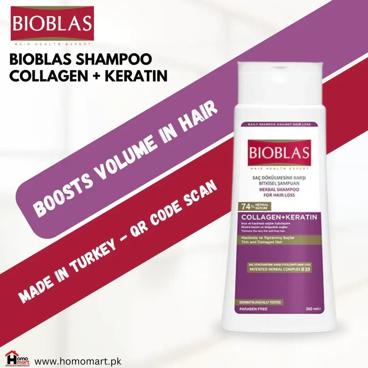 Bioblas Collagen + Keratin Hair Loss Herbal Shampoo – Anti-Hair Fall & Volumizing Formula (360ml) Bioblas Collagen + Keratin Hair Loss Herbal Shampoo – Anti-Hair Fall & Volumizing Formula (360ml)