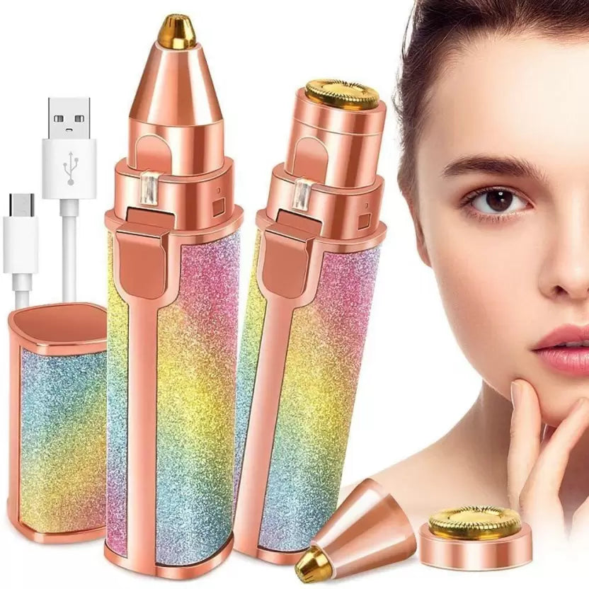 Flawless 2 In 1 Eyebrow Trimmer Multi Attractive Color With USB Charging Cable And Cleaning Brush Flawless 2 In 1 Eyebrow Trimmer Multi Attractive Color With USB Charging Cable And Cleaning Brush