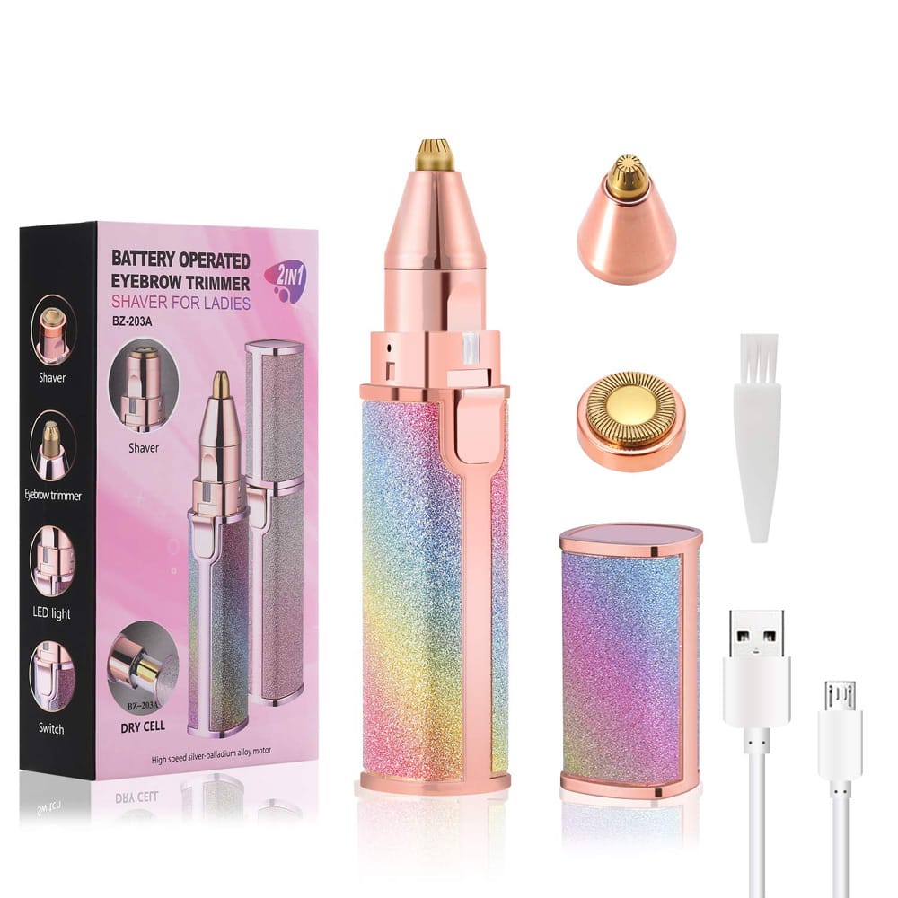 Flawless 2 In 1 Eyebrow Trimmer Multi Attractive Color With USB Charging Cable And Cleaning Brush Flawless 2 In 1 Eyebrow Trimmer Multi Attractive Color With USB Charging Cable And Cleaning Brush