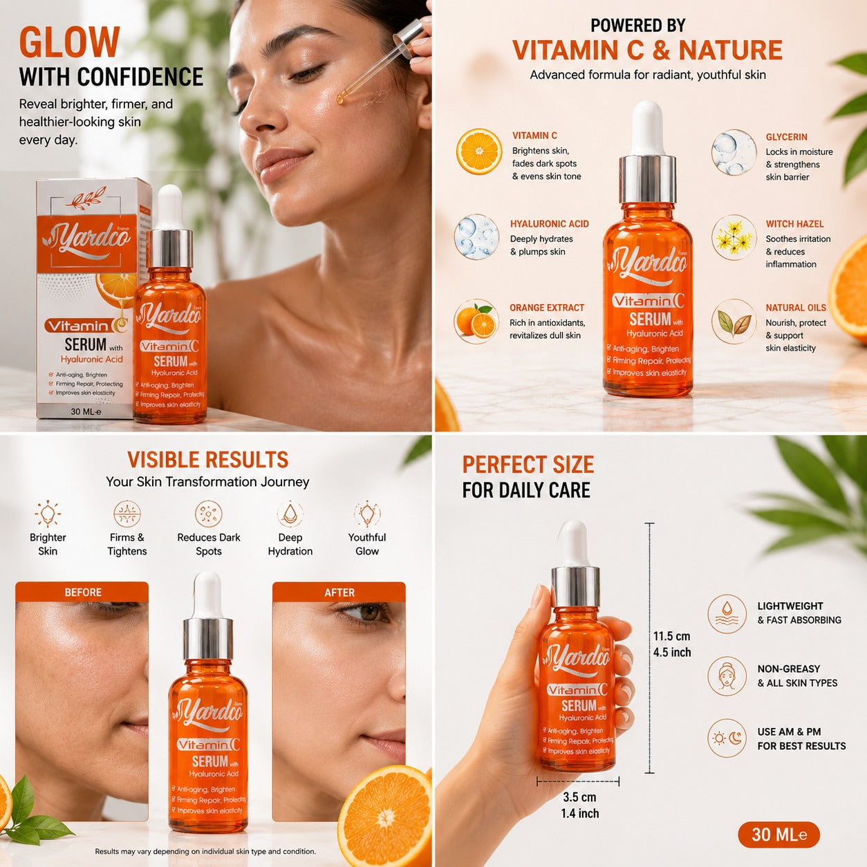 Yardco Vitamin C Face Serum With Hyaluronic Acid Anti Aging And Brightening Skin Radiance Formula 30ml Yardco Vitamin C Face Serum With Hyaluronic Acid Anti Aging And Brightening Skin Radiance Formula 30ml