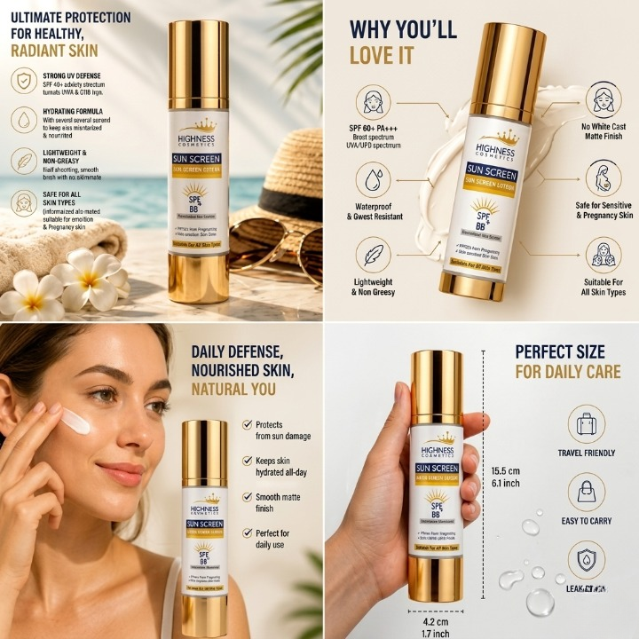 Highness Cosmetics Hydrating Mineral Sunscreen SPF 60 Plus PA Triple Premium Royal Shield Formulaested Formula 100ml Highness Cosmetics Hydrating Mineral Sunscreen SPF 60 Plus PA Triple Premium Royal Shield Formulaested Formula 100ml