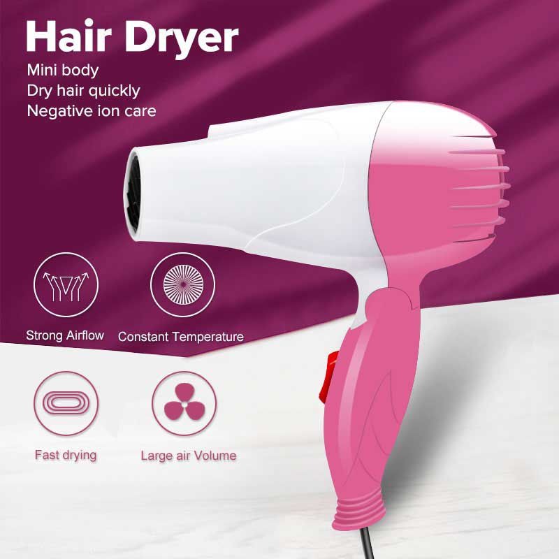 Nova NV-1290 1000W Portable Foldable Mini Hair Dryer – Compact Travel Styling Tool Nova NV-1290 1000W Portable Foldable Mini Hair Dryer – Compact Travel Styling Tool