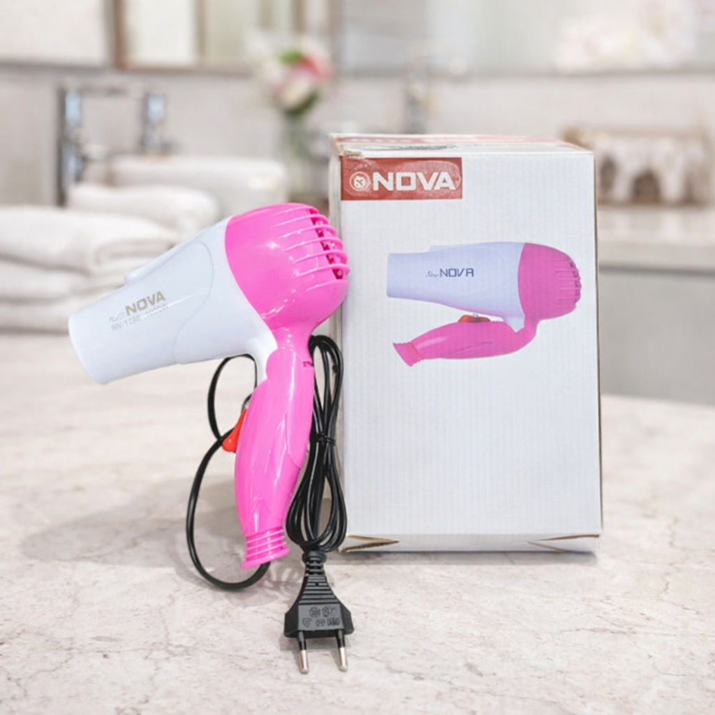 Nova NV-1290 1000W Portable Foldable Mini Hair Dryer – Compact Travel Styling Tool Nova NV-1290 1000W Portable Foldable Mini Hair Dryer – Compact Travel Styling Tool