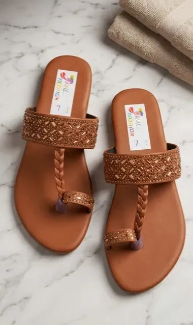 Women Brown Rhinestone Slippers Mustard Women Brown Rhinestone Slippers Mustard