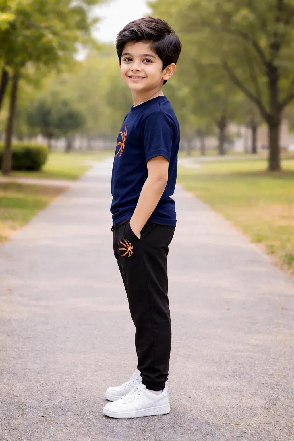 Kids Printed Navy Blue Track Suit Set 1-12Yrs Kids Printed Navy Blue Track Suit Set 1-12Yrs
