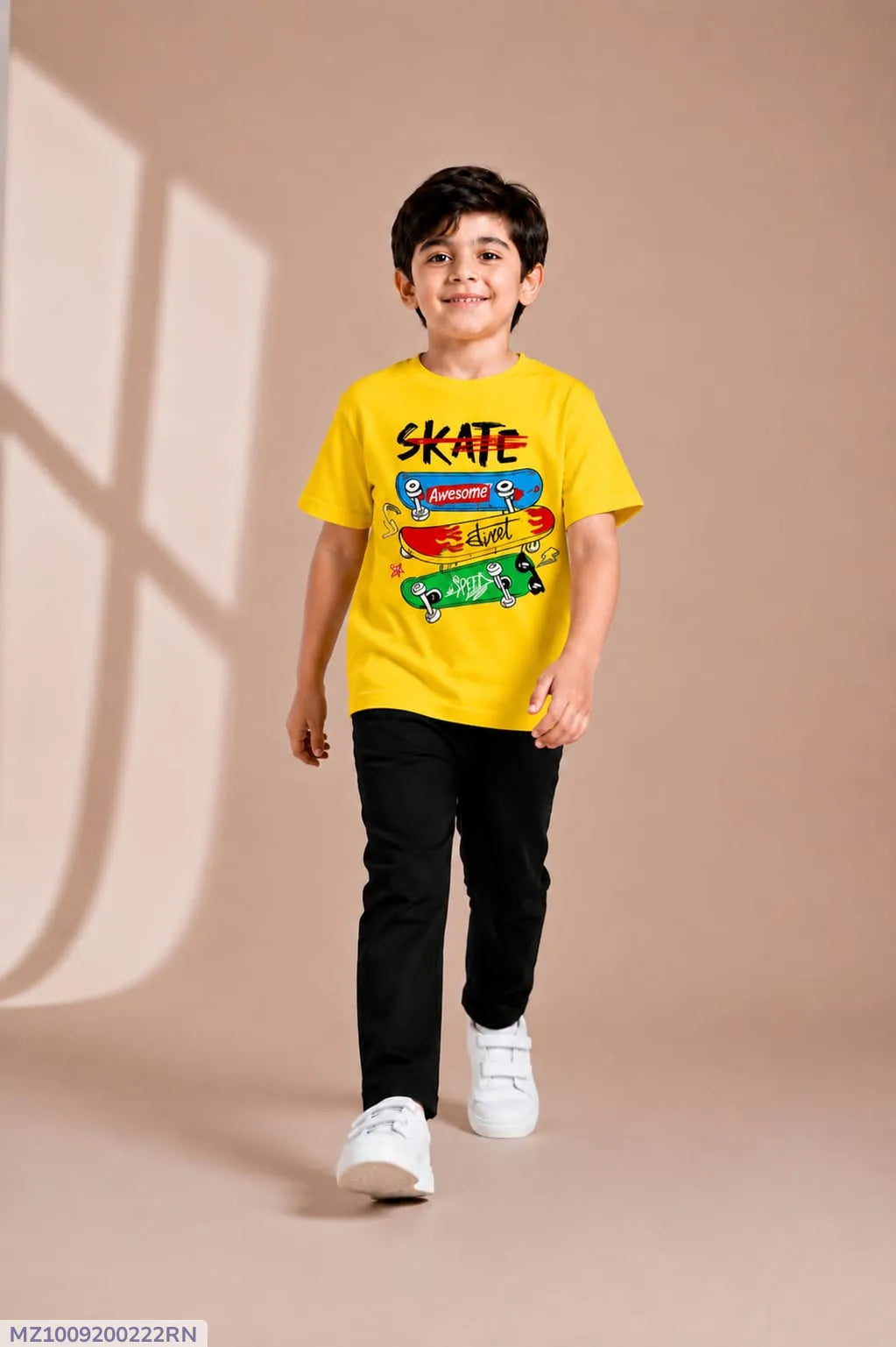 Kids Skate Graphic Track Suit Yellow Black 2Pcs Kids Skate Graphic Track Suit Yellow Black 2Pcs