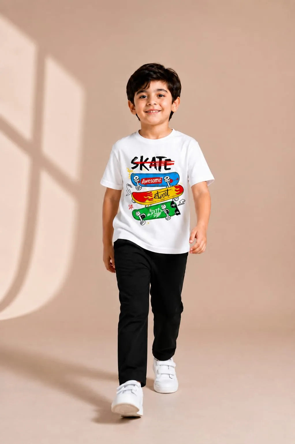 Kids Graphic Track Suit White Black Summer Wear Kids Graphic Track Suit White Black Summer Wear