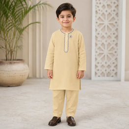 Boy's Cotton Embroidered Kurta Shalwar