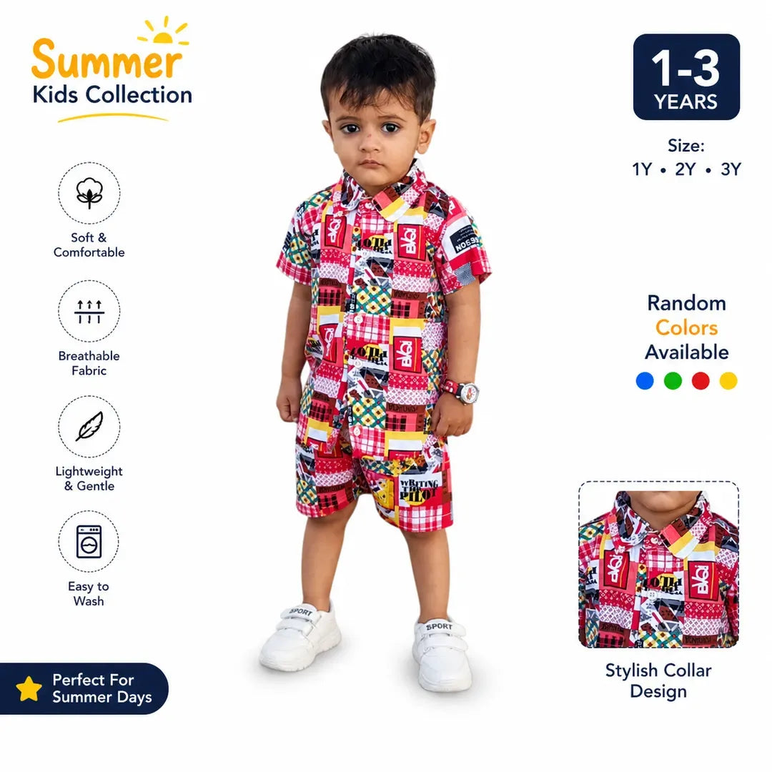 Kids Summer T-Shirt 1-3Yr Random Colors Collar Kids Summer T-Shirt 1-3Yr Random Colors Collar