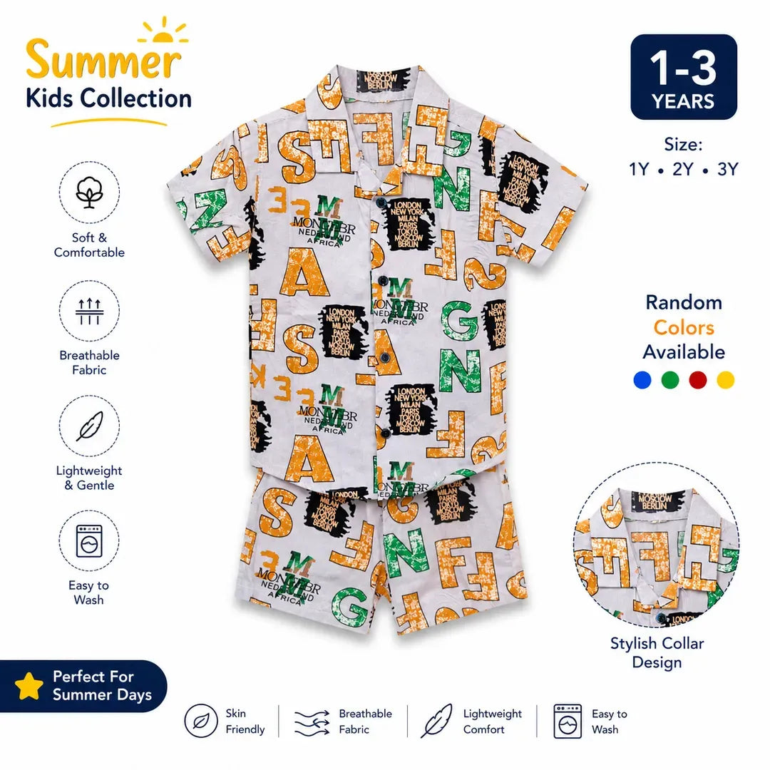 Kids Summer T-Shirt 1-3Yr Random Colors Collar Kids Summer T-Shirt 1-3Yr Random Colors Collar