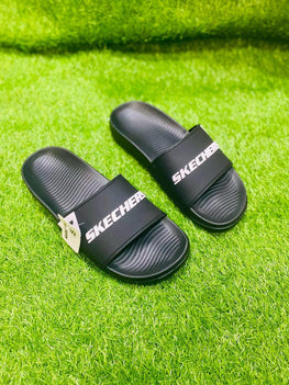 Men's Black PU Leather Slide Slippers