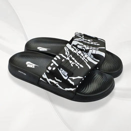 Nike Black White Textured Slide Slippers for Men