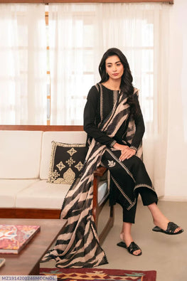 MIX TRENDING DESIGNS 3 Pcs Unstitched Embroidered Suit