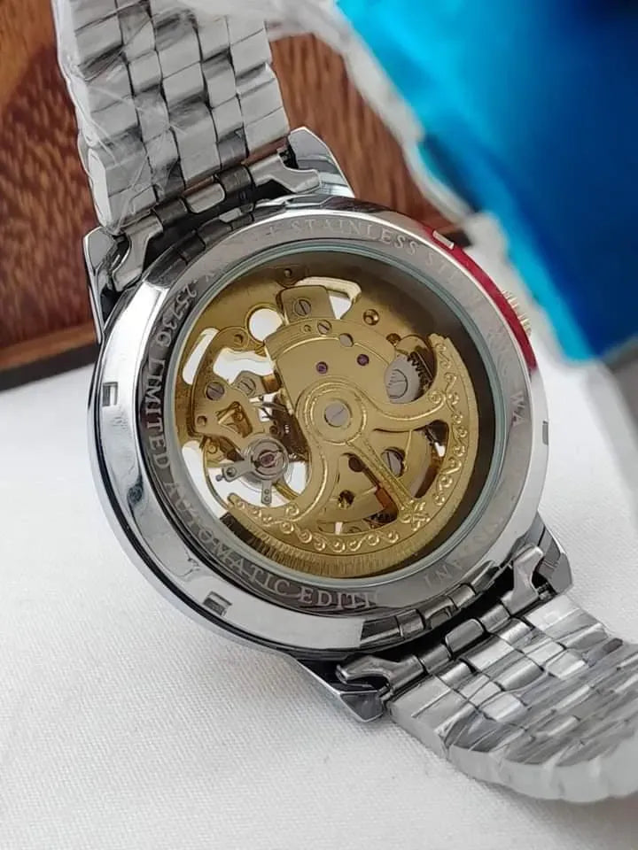 Men's Rose Gold Skeleton Watch with Stainless Steel Band Men's Rose Gold Skeleton Watch with Stainless Steel Band