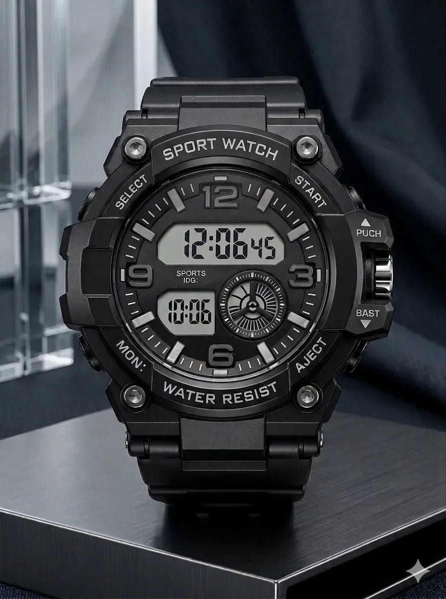 Men's Digital Sports Watch Black Water Resistant Men's Digital Sports Watch Black Water Resistant
