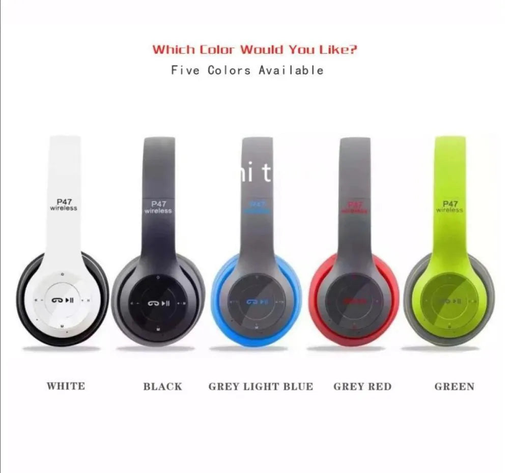P47 Wireless Headphones Black Fast Charge Battery P47 Wireless Headphones Black Fast Charge Battery