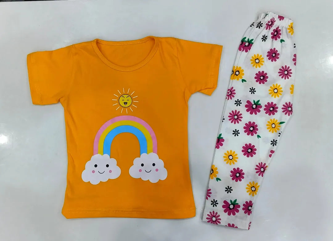 Kids Night Suit Dreamy Dots Cotton Yellow 1-10Yrs Kids Night Suit Dreamy Dots Cotton Yellow 1-10Yrs