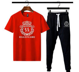Men's Graphic Track Suit Set Cotton Black Red Billionaire