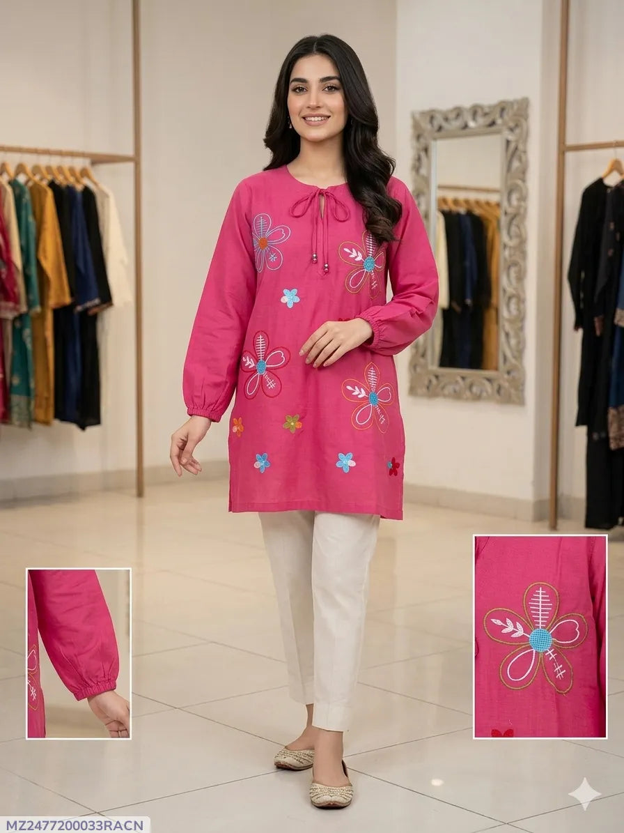 1 Pc Women's Stitched Lawn Embroidered Shirt 1 Pc Women's Stitched Lawn Embroidered Shirt
