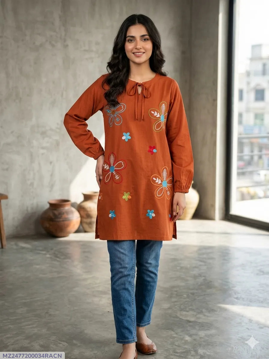 1 Pc Women's Stitched Lawn Embroidered Shirt 1 Pc Women's Stitched Lawn Embroidered Shirt