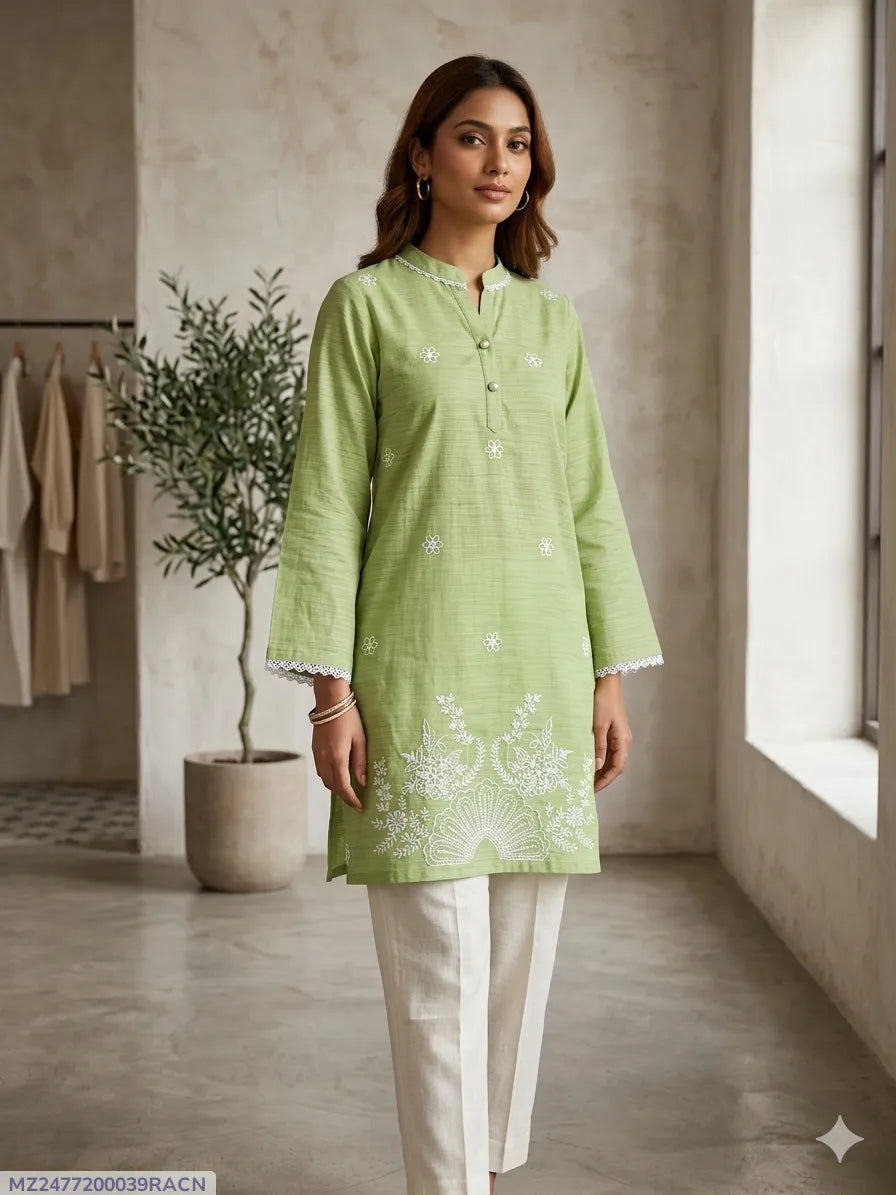 1 Pc Women's Stitched Lawn Striaght Cut Shirt 1 Pc Women's Stitched Lawn Striaght Cut Shirt