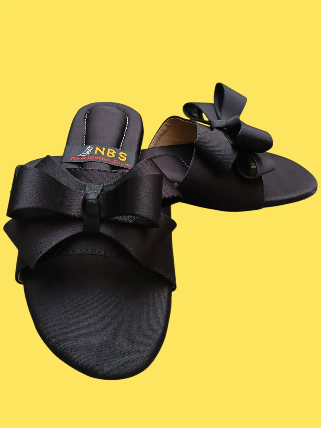 Black Bow Flat Sandals for Women Synthetic Leather Black Bow Flat Sandals for Women Synthetic Leather