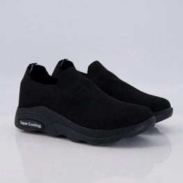 Men's Black Jersey Knit Casual Sneakers