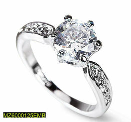 Cubic Zirconia Ring Adjustable Silver Plated for Women