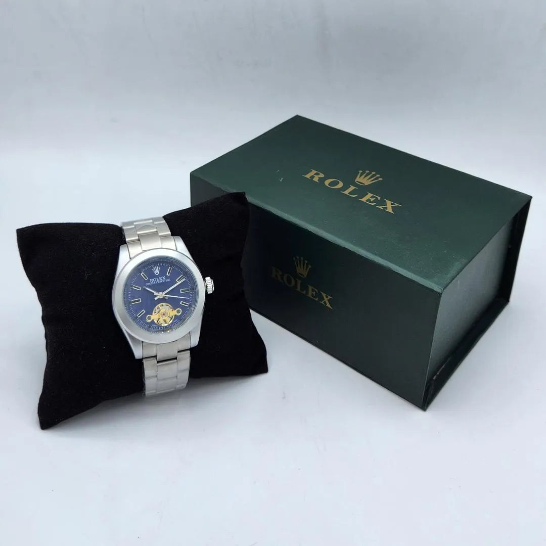 Rolex Stunning Blue Sunray Watch with Open Heart Window Rolex Stunning Blue Sunray Watch with Open Heart Window