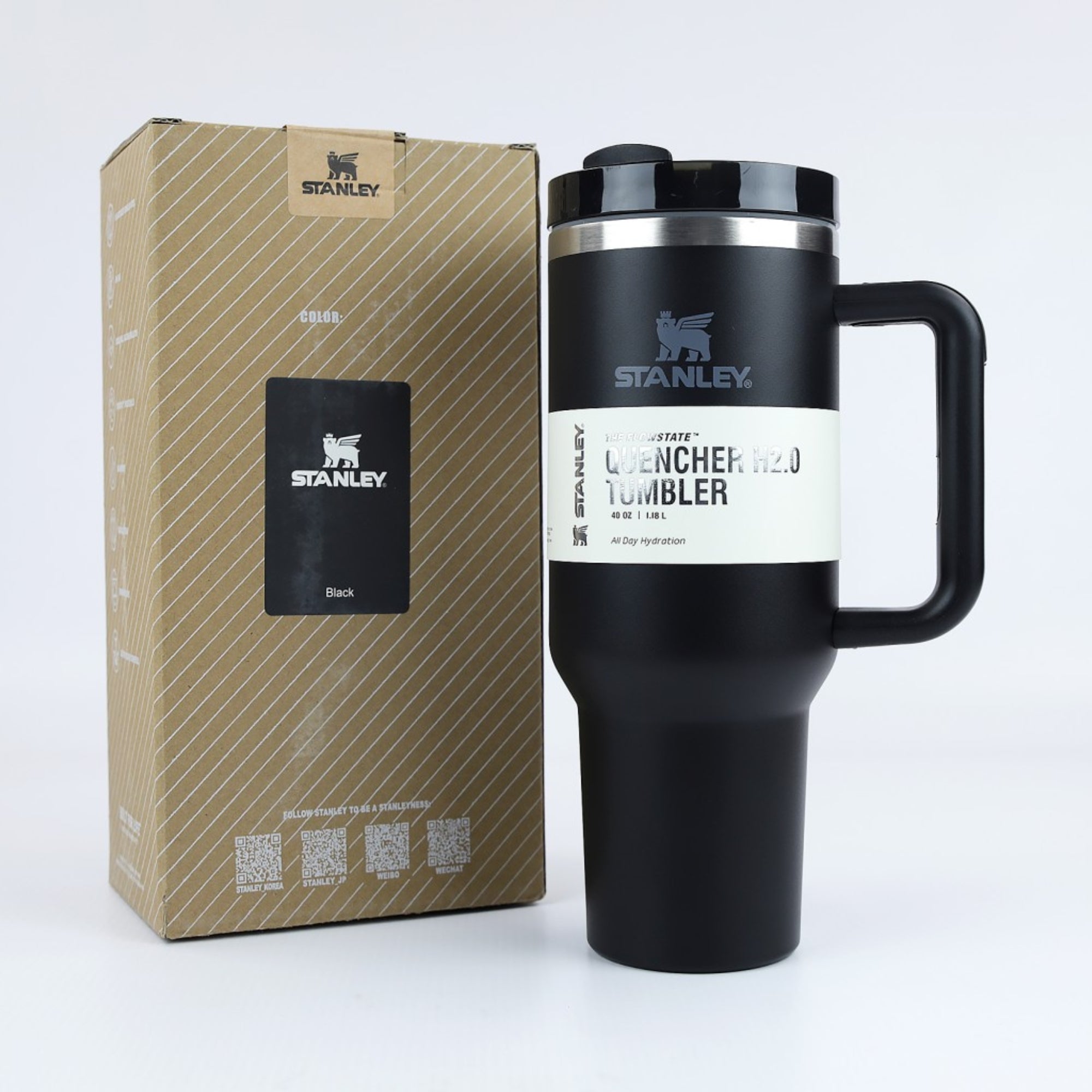 Black Stanley 40 Oz Stainless Steel Tumbler | Leak-Proof Vacuum Insulated Travel Mug | Hot & Cold Black Stanley 40 Oz Stainless Steel Tumbler | Leak-Proof Vacuum Insulated Travel Mug | Hot & Cold