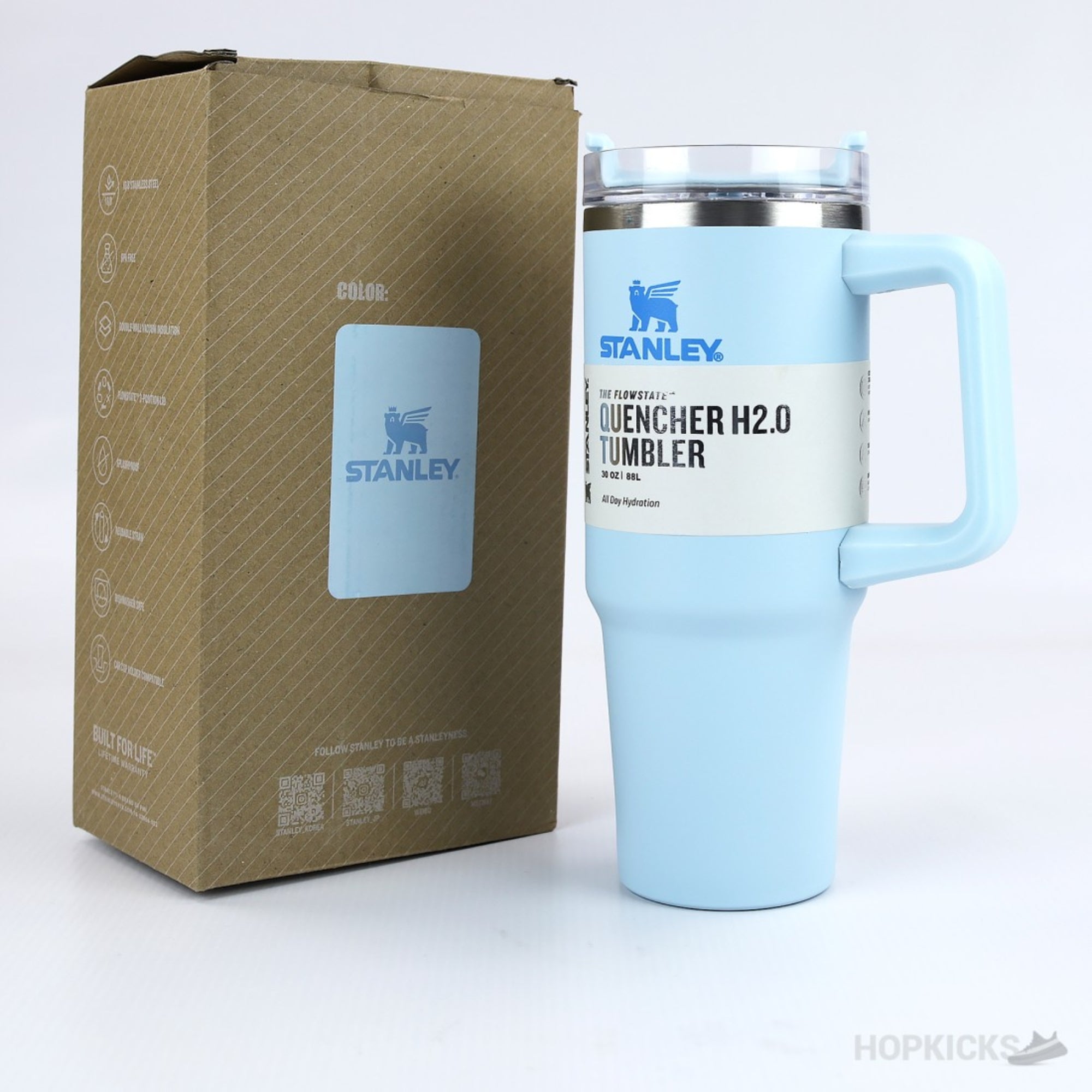 Light Blue Stanley 40 Oz Stainless Steel Tumbler | Leak-Proof Vacuum Insulated Travel Mug | Hot & Cold Light Blue Stanley 40 Oz Stainless Steel Tumbler | Leak-Proof Vacuum Insulated Travel Mug | Hot & Cold