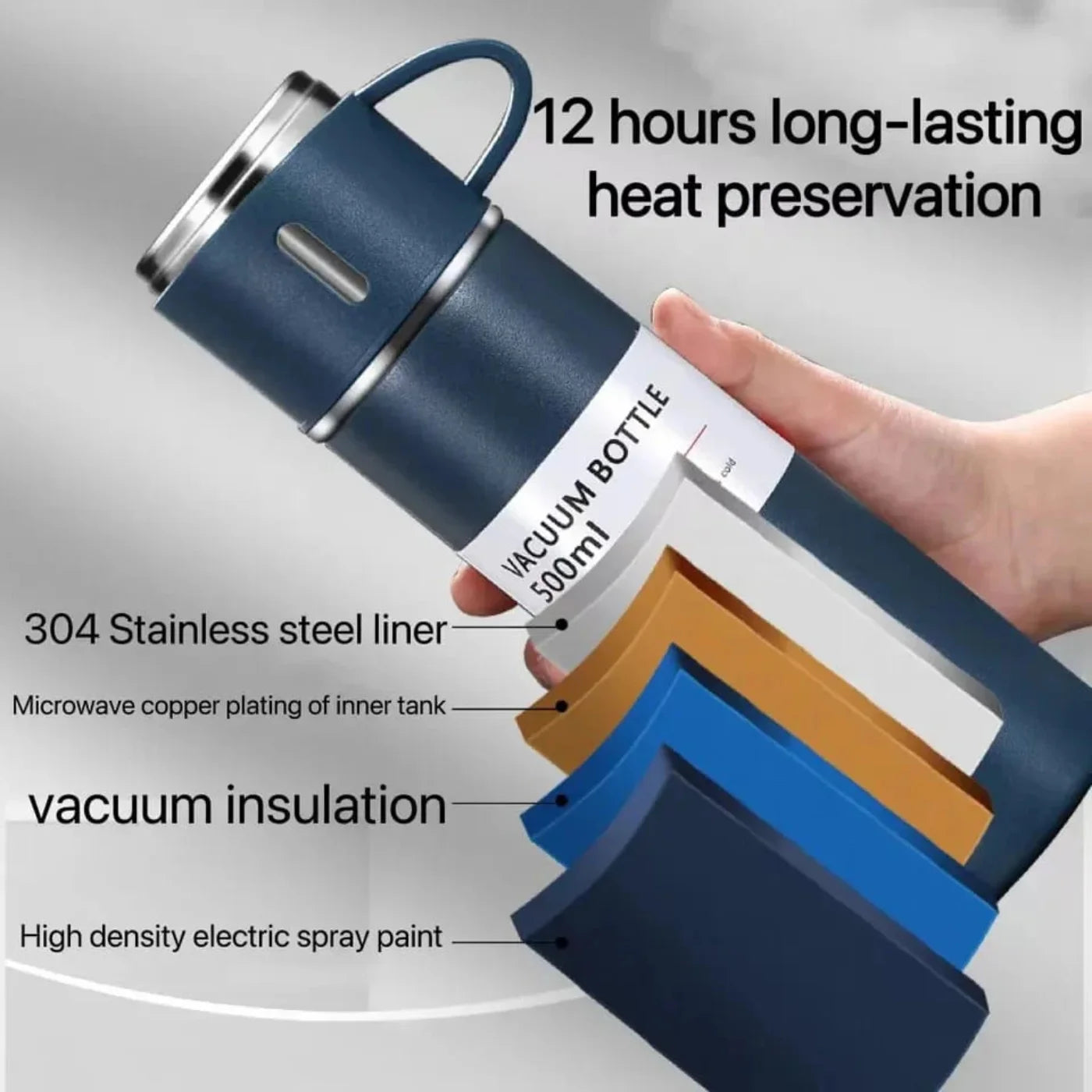 3 Cup 500ML Double-Layer Stainless Steel Vacuum Flask Set | Hot & Cold | Travel Thermos 3 Cup 500ML Double-Layer Stainless Steel Vacuum Flask Set | Hot & Cold | Travel Thermos