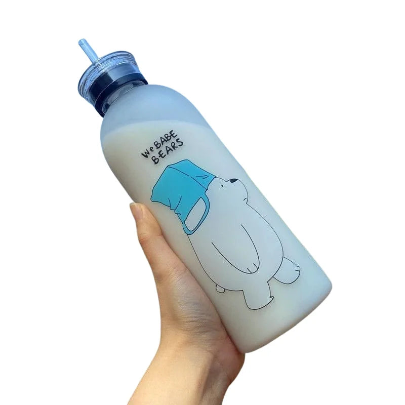 We Babe Bears Frosted Plastic Water Bottle with Straw 1000ml | Leakproof BPA-Free Cute Hydration Bottle We Babe Bears Frosted Plastic Water Bottle with Straw 1000ml | Leakproof BPA-Free Cute Hydration Bottle