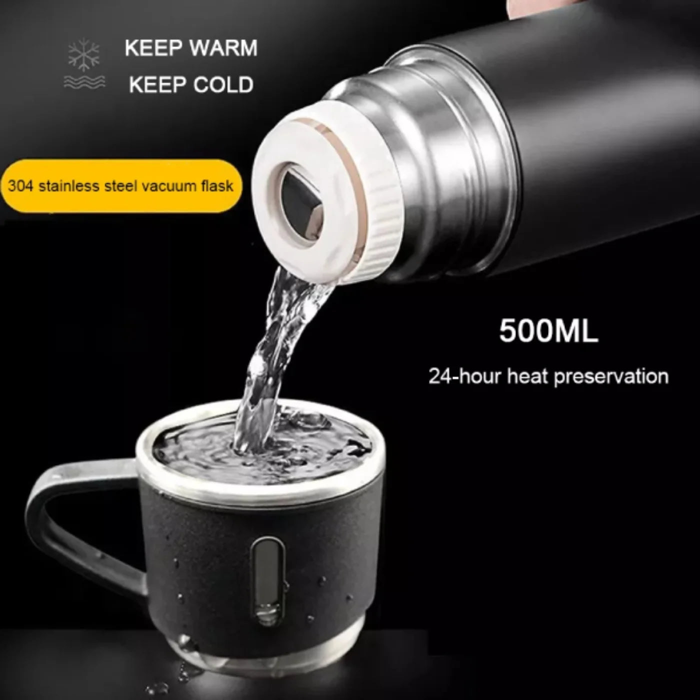3 Cup 500ML Double-Layer Stainless Steel Vacuum Flask Set | Hot & Cold | Travel Thermos 3 Cup 500ML Double-Layer Stainless Steel Vacuum Flask Set | Hot & Cold | Travel Thermos