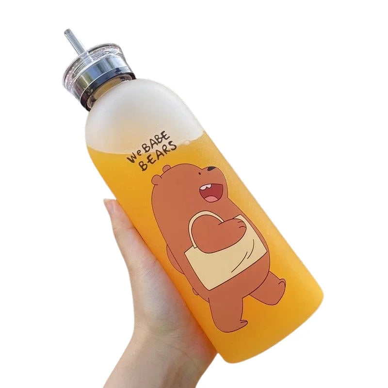 We Babe Bears Frosted Plastic Water Bottle with Straw 1000ml | Leakproof BPA-Free Cute Hydration Bottle We Babe Bears Frosted Plastic Water Bottle with Straw 1000ml | Leakproof BPA-Free Cute Hydration Bottle