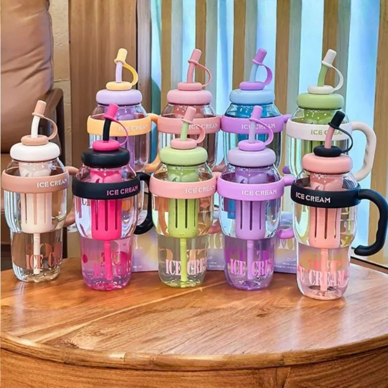 Ice Cream Water Bottle with Straw & Tea Infuser | 1400ml | | Large Capacity Gym & Summer Drink Bottle | Random color Ice Cream Water Bottle with Straw & Tea Infuser | 1400ml | | Large Capacity Gym & Summer Drink Bottle | Random color