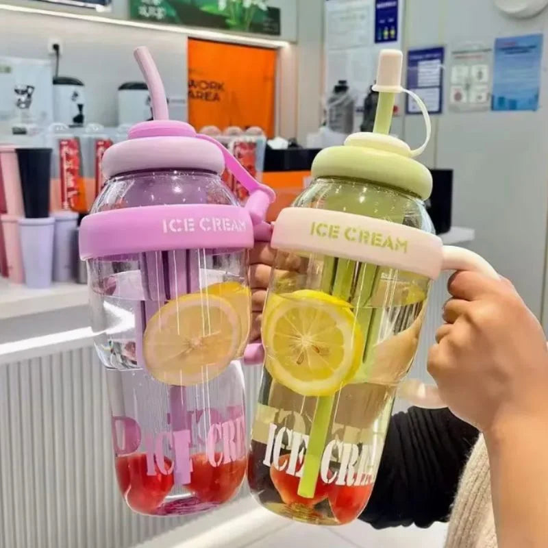Ice Cream Water Bottle with Straw & Tea Infuser | 1400ml | | Large Capacity Gym & Summer Drink Bottle | Random color Ice Cream Water Bottle with Straw & Tea Infuser | 1400ml | | Large Capacity Gym & Summer Drink Bottle | Random color