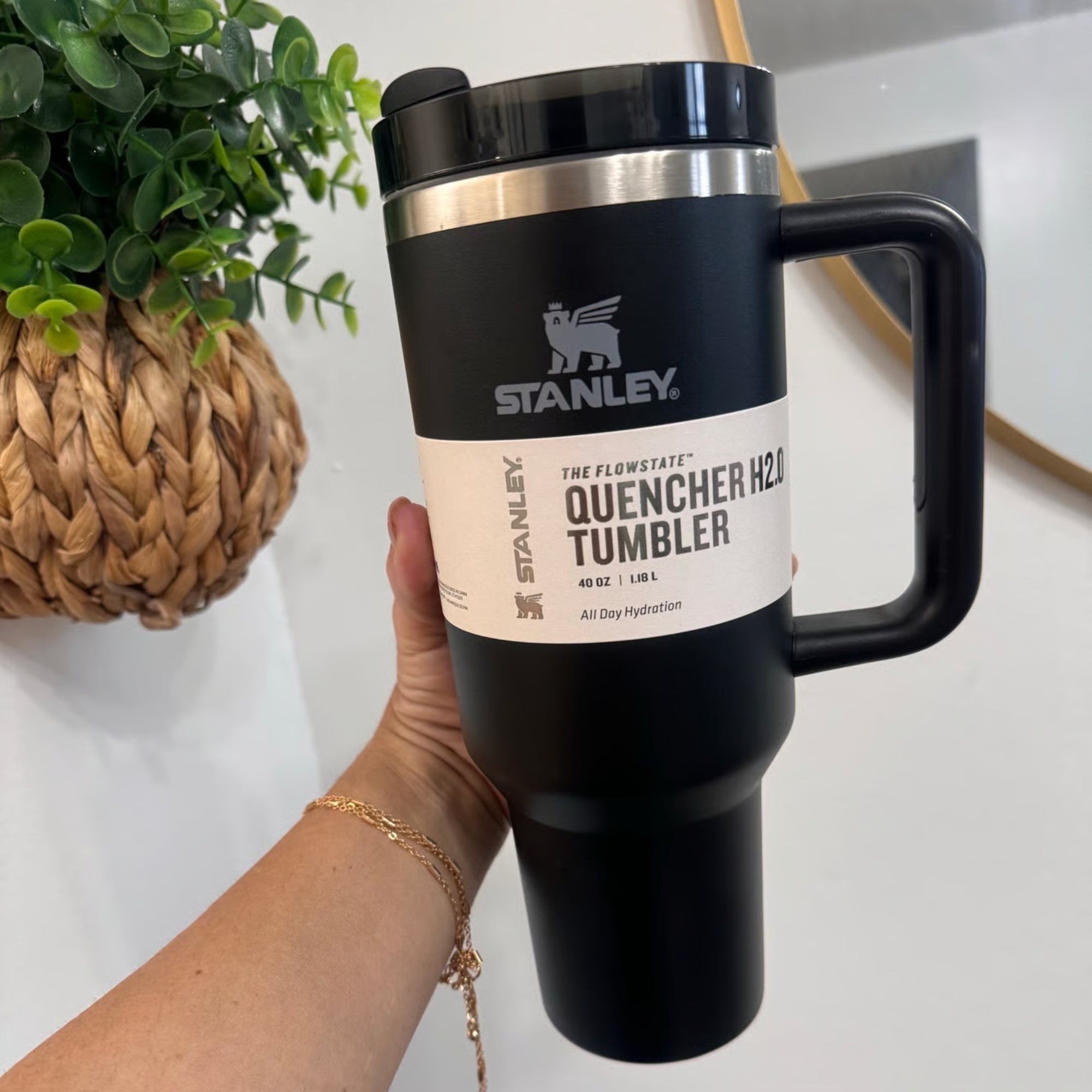 Black Stanley 40 Oz Stainless Steel Tumbler | Leak-Proof Vacuum Insulated Travel Mug | Hot & Cold Black Stanley 40 Oz Stainless Steel Tumbler | Leak-Proof Vacuum Insulated Travel Mug | Hot & Cold