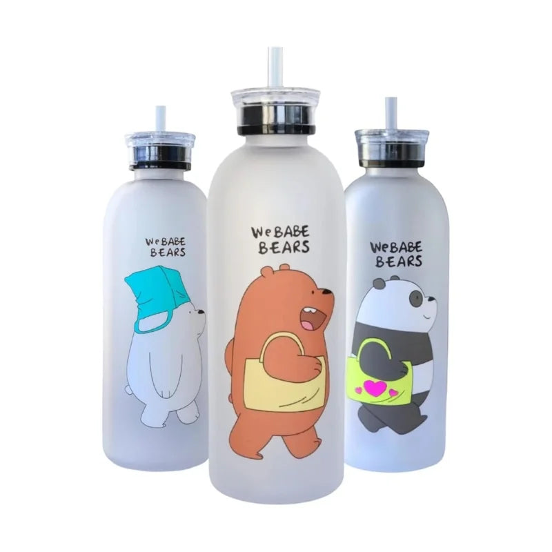 We Babe Bears Frosted Plastic Water Bottle with Straw 1000ml | Leakproof BPA-Free Cute Hydration Bottle We Babe Bears Frosted Plastic Water Bottle with Straw 1000ml | Leakproof BPA-Free Cute Hydration Bottle