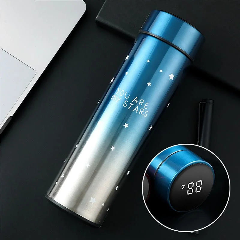 LED Temperature Display Water Bottle Stars Design | Smart Stainless Steel Vacuum 500ml Flask | Random Color LED Temperature Display Water Bottle Stars Design | Smart Stainless Steel Vacuum 500ml Flask | Random Color
