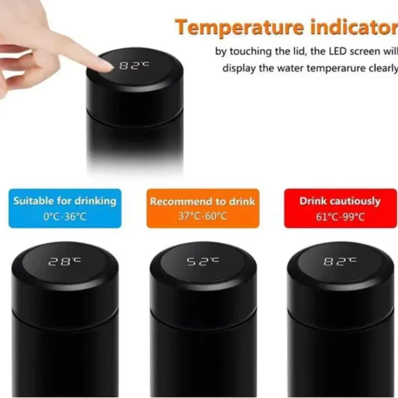 LED Temperature Display Water Bottle Stars Design | Smart Stainless Steel Vacuum 500ml Flask | Random Color LED Temperature Display Water Bottle Stars Design | Smart Stainless Steel Vacuum 500ml Flask | Random Color