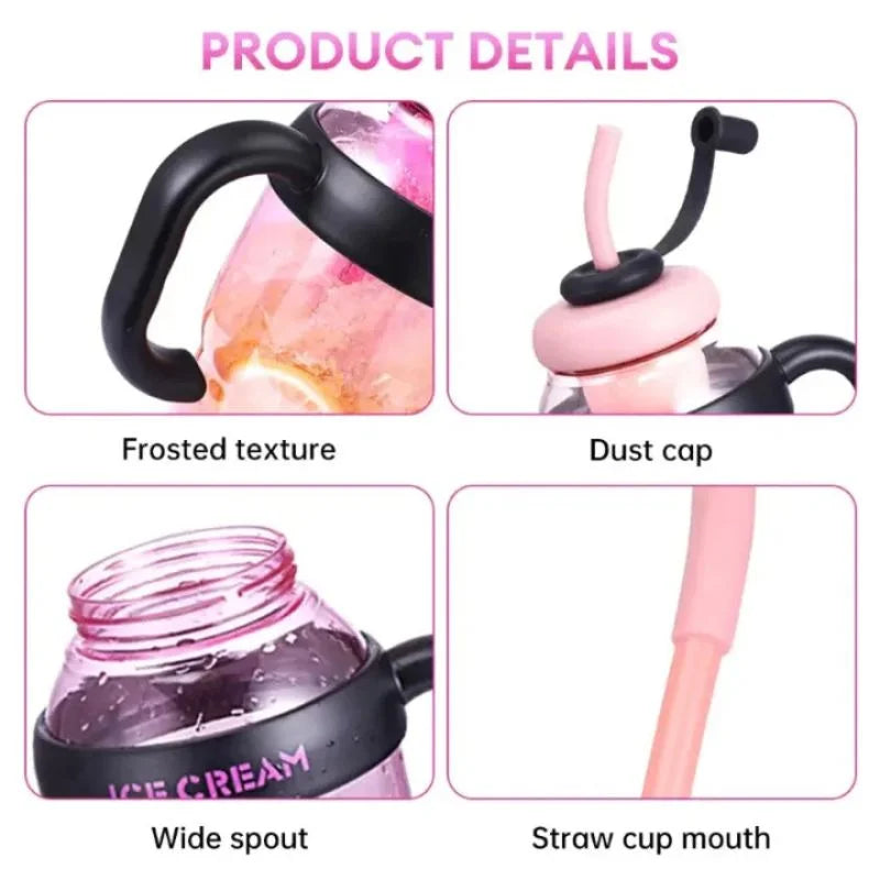 Ice Cream Water Bottle with Straw & Tea Infuser | 1400ml | | Large Capacity Gym & Summer Drink Bottle | Random color Ice Cream Water Bottle with Straw & Tea Infuser | 1400ml | | Large Capacity Gym & Summer Drink Bottle | Random color