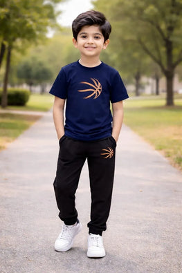 Kids Printed Navy Blue Track Suit Set 1-12Yrs