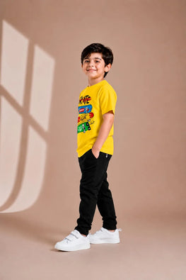 Kids Skate Graphic Track Suit Yellow Black 2Pcs
