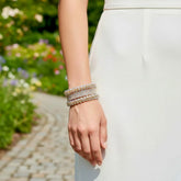 Silver Plated Crystal Kara Bangles Set of 6