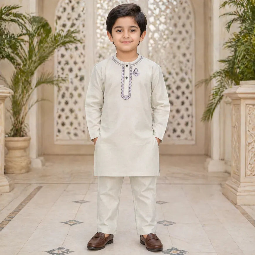 Boy's Cotton Embroidered Kurta Shalwar