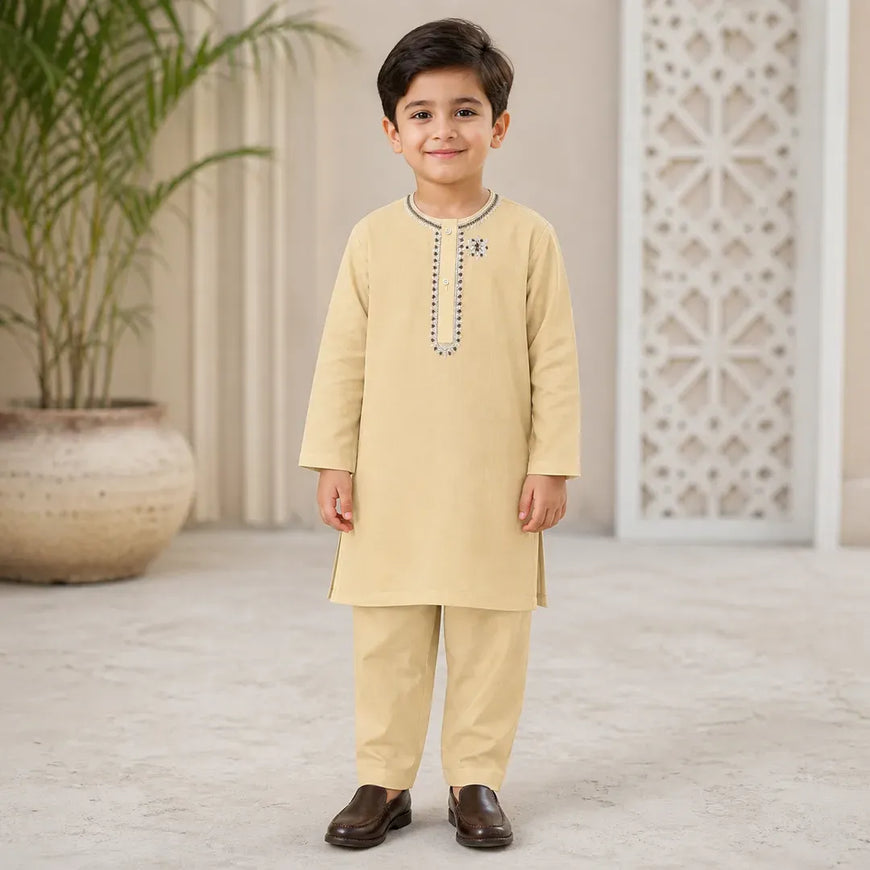 Boy's Cotton Embroidered Kurta Shalwar