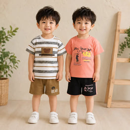 Boy Cotton Printed 2-Piece Suit Multicolor