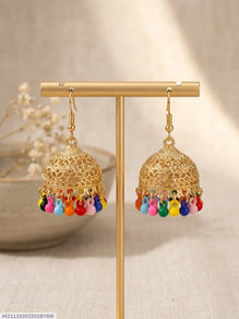 Gold Plated Multicolor Jhumka Earrings for Women